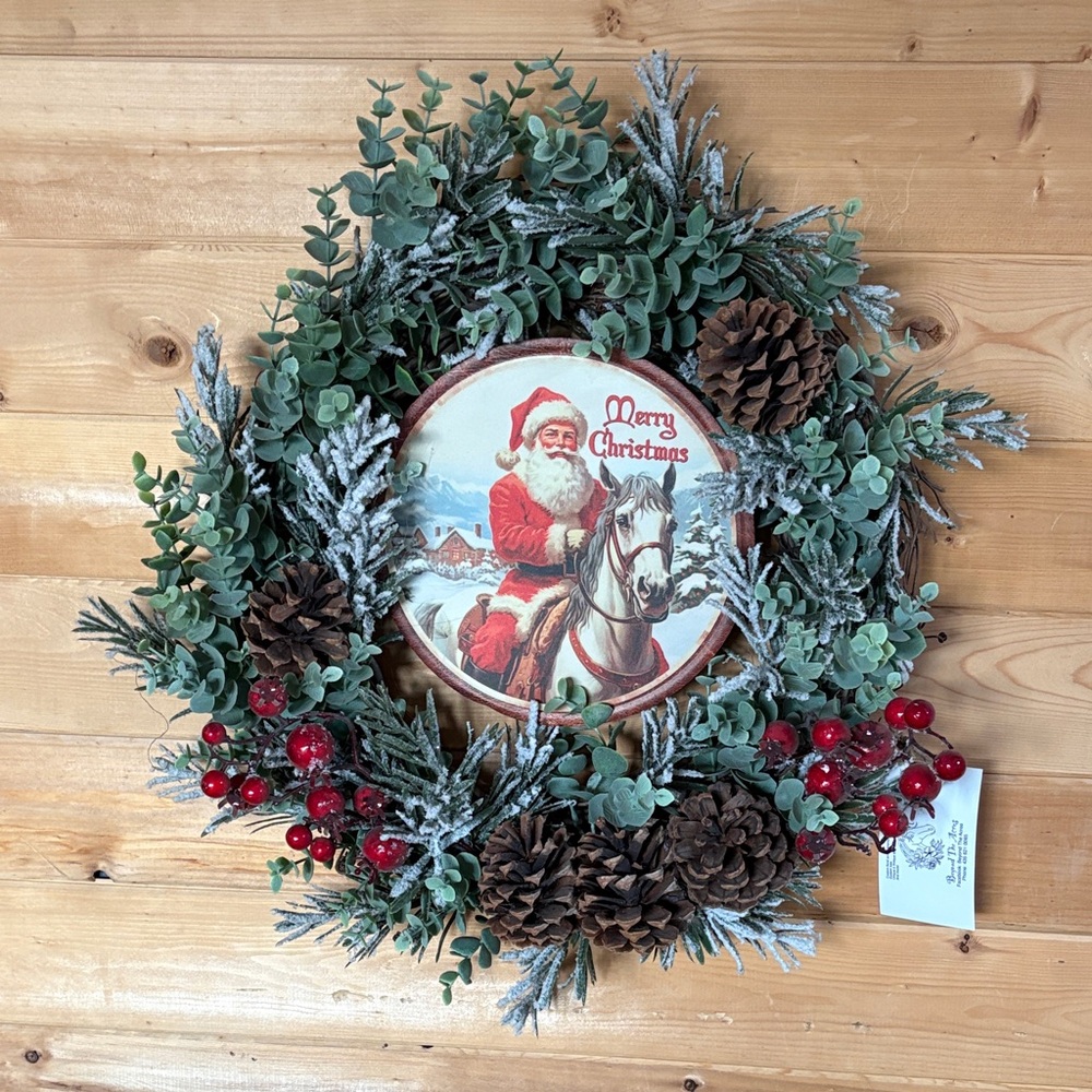 Festive Christmas Wreath with Santa Design